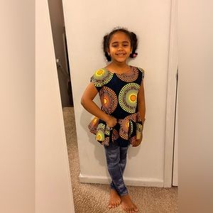 Big girl African print blouse. Can be paired with shorts, pants, tights…